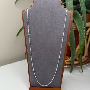 Sterling Silver Singapore Chain with Bead Stations – 24” – Italian .925 – FAS